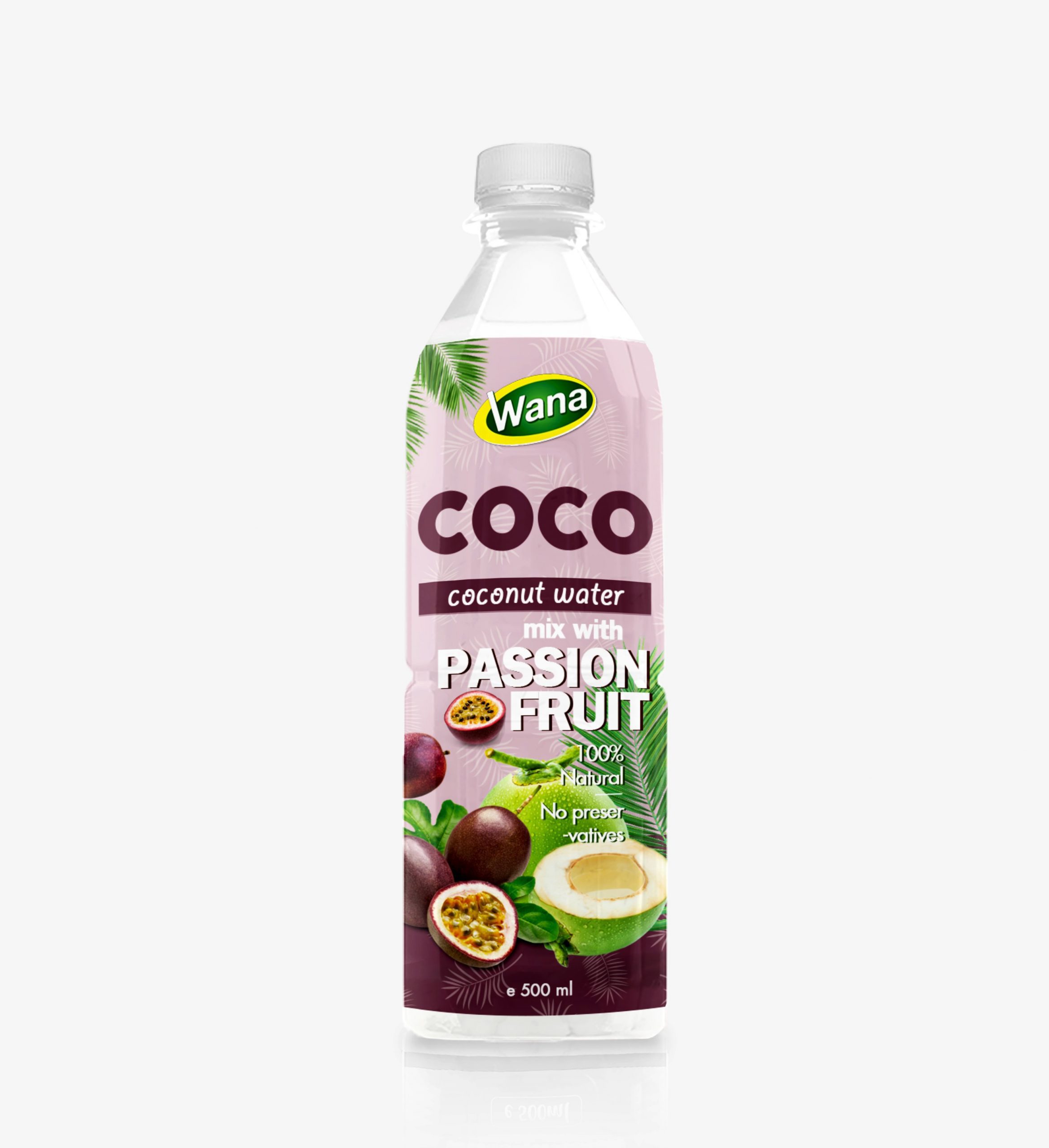 Green Coconut Drink with Passion Fruit Flavor 500mL Pet Bottled