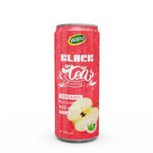 Sparkling Organic Black Tea Drink Mixed Red Apple Juice 330mL Canned
