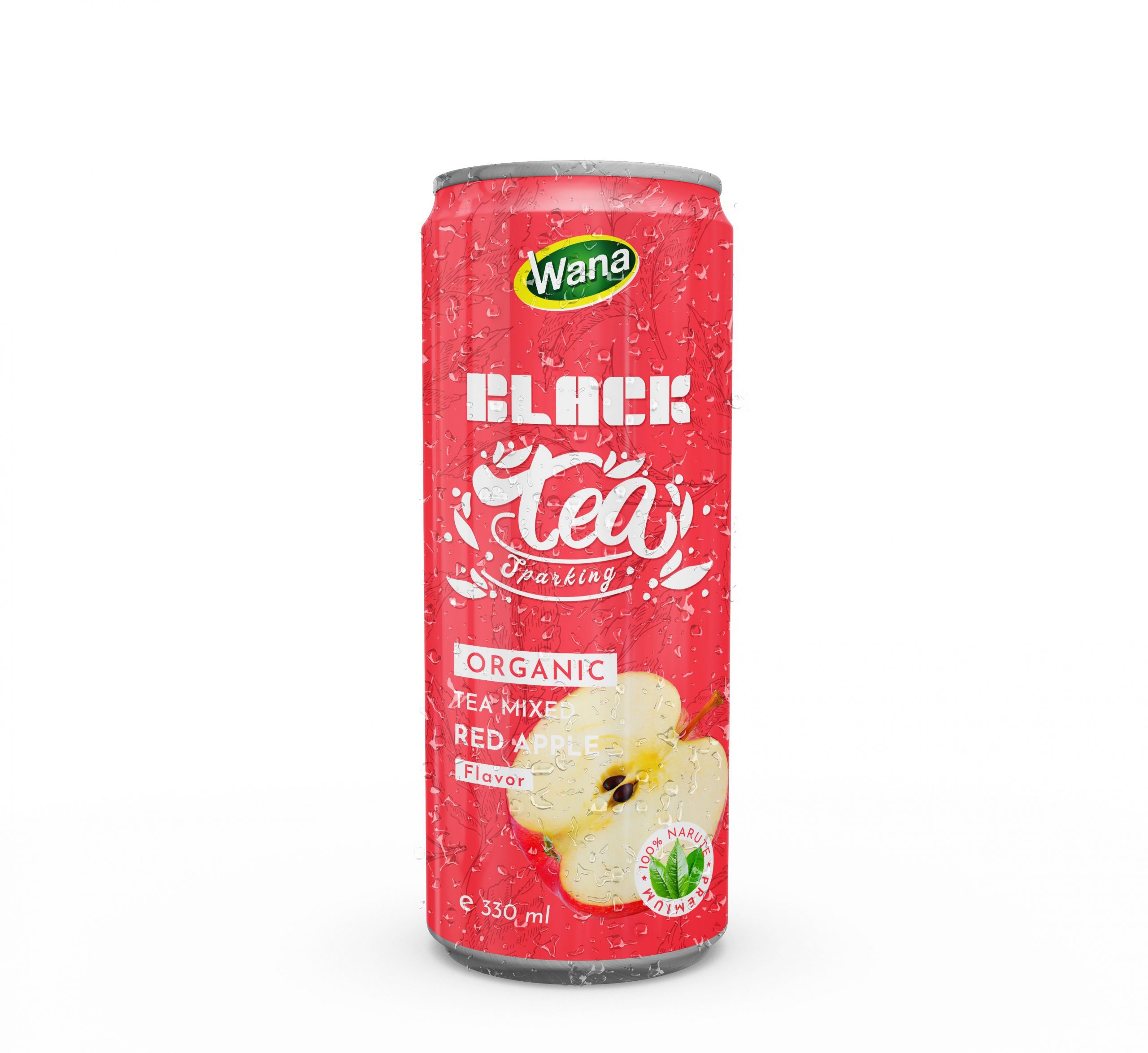 Sparkling Organic Black Tea Drink Mixed Red Apple Juice 330mL Canned